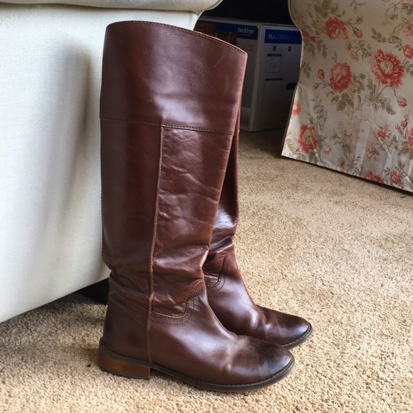 Riding style leather brown boots - Picture 2 of 7